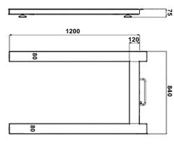 Croquis de las dimensiones de la balanza para palets