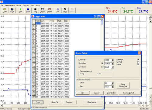 Software del termmetro infrarrojo serie PCE-IR 1000