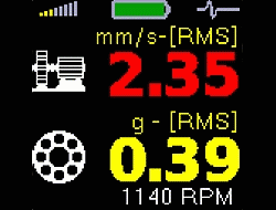 El vibr�metro PCE-VT 250 facilita mucho el trabajo en el diagn�stico gracias a sus pantalla multifunci�n