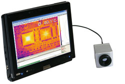 Cámara termográfica optris PI160 conectada a un Tablet-PC