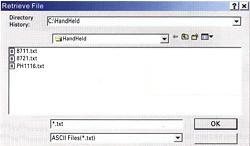 Controlador de presin de la serie PCE-P: introducir nombres de archivos.