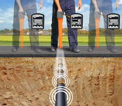El detector de cables EasyLoc localizando una lnea bajo tierra