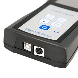 Conexiones del dinamómetro digital PCE-DFG 500 (USB 2.0 y RS232)