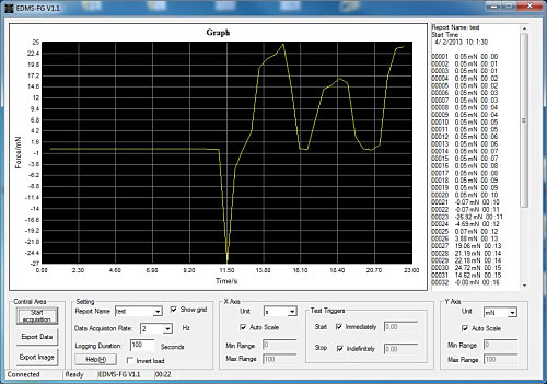 Software del dinamometro digital PCE-DFG 500