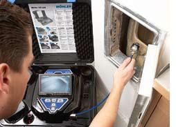 Con el videoendoscopio PCE-V240 podr� analizar los da�os en canales de ventilaci�n y localizarlos con la ayuda del cable deslizante.