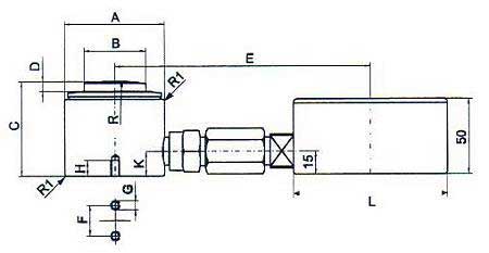 Croquis dimensional del medidor de fuerza 833.