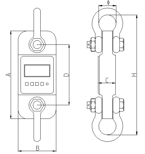 Desenho técnico da balança para tração de PCE-DDM