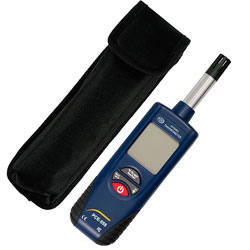 HIgrómetro PCE-555 con estuche para el transporte.