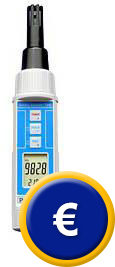 Manómetro digital multifuncional PCE-THB 38, perfecto para la captación de temperatura, humedad y presión atmósferica.