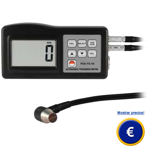 Medidor de espesores PCE-TG 50 para medir en metales, vidrios, pl�sticos y materiales homog�neos.