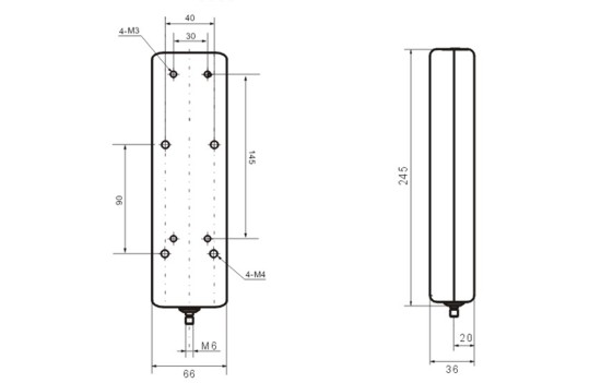 Dimensiones del medidor de fuerza PCE-SH 500