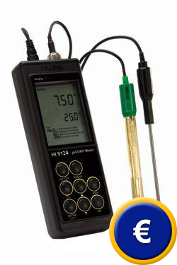 Medidor de pH HI 9124 de precisin resistente al agua y al polvo con electrodo incluido.