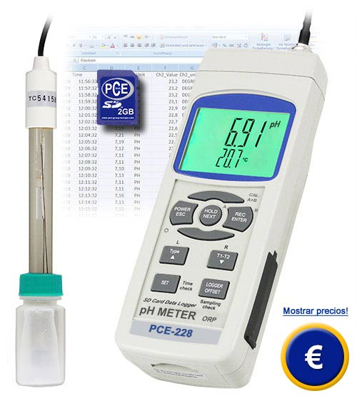 El medidor de agua de pH PCE 228 incluye el electrodo de pH PE 03