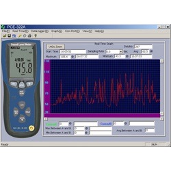 Con el software del medidor de ruido PCE-322A puede transmitir los valores de una medición a través de la interfaz a un PC.