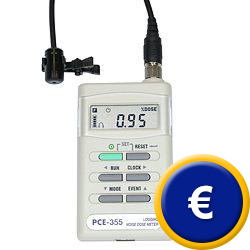 Medidor de sonido PCE-355 con micrófono externo, memoria de datos, cable de datos y software para transferir datos