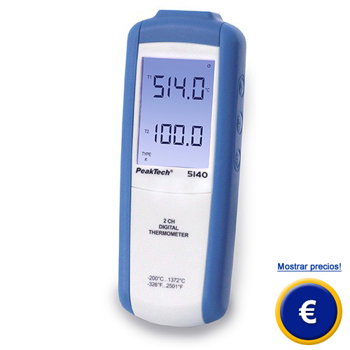 M�s informaci�n acerca del medidor de temperatura de contacto de 2 canales para termoelementos de tipo K