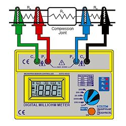 Medici�n de alta precisi�n de 4 fases con el microhm�metro PCE-MO 2002.
