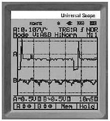Diferentes imagenes del display del osciloscopio PCE-OC 1