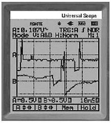 Diferentes imagenes del display del osciloscopio PCE-OC 1