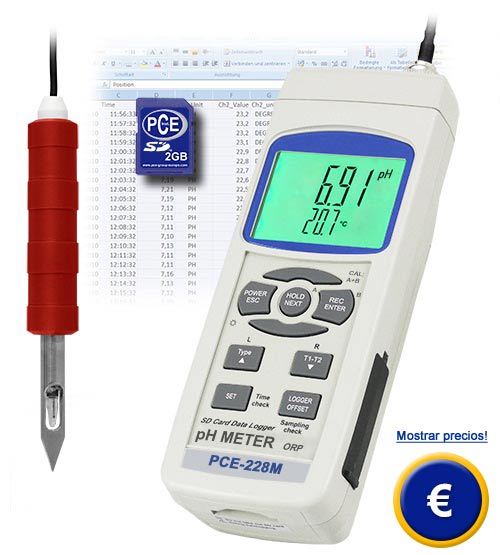 El pH metro PCE-228 M incluye el electrodo CPC-OSH-12-01.
