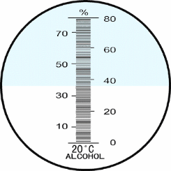 Escala del refractmetro para contenido de alcohol