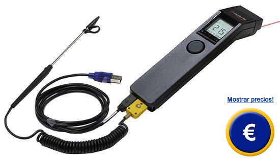 Termometro infrarrojo de mano MS-Pro para medir la temperatura con o sin contacto.