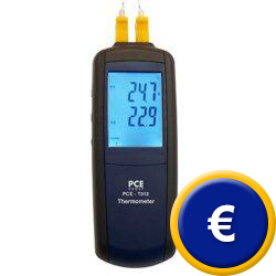 Term�metro de contacto de 2 canales PCE-T312 para termo elementos tipo K