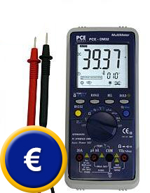 Voltímetro digital PCE-DM 32 (DMM) con interfaz RS-232 y software.