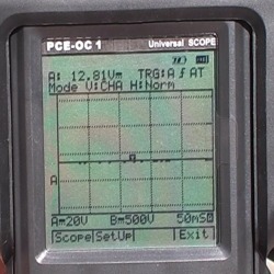 Pantalla de los analizadores de espectro de la serie PCE donde se aprecia el resultado de una medición realizada.