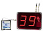 Indicadores de temperatura PCE-G1A con dígitos de 10 cm de altura, sensores de temperatura y humedad del aire, salida analógica 4-20 mA.