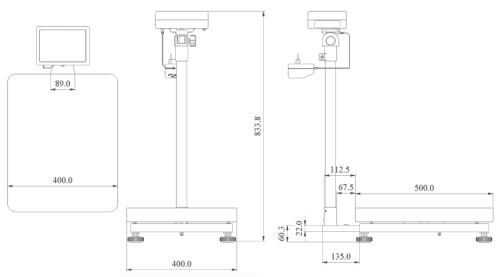 Dimensiones de la balanza industrial verificable de la serie PCE-SD C