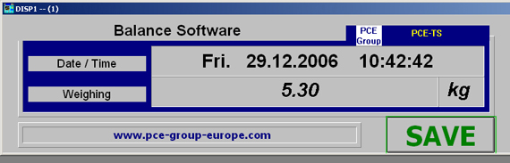 Imagen extraída del software de la versión en inglés para la balanza de paquetería.