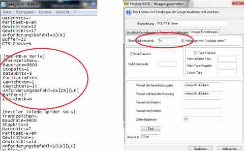 Ajustes de la balanza para paquetería de la serie PCE-PB N con USB con GLS y DHL