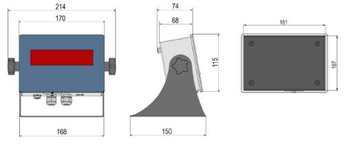 Dimensiones de la pantalla de la balanza para silos serie KCPN-DGT20 