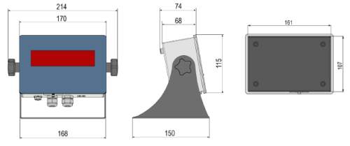 Dimensiones de la pantalla de la balanza para silos serie KCPN-DGT20