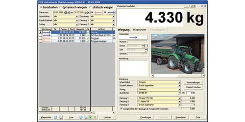 Funciones del software de la plataforma pesa ejes PCE-DPW 1