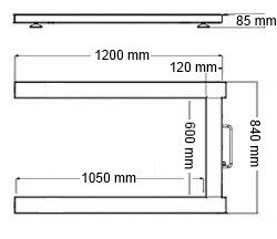 Dimensiones de la plataforma de pesaje PCE-EP 1500