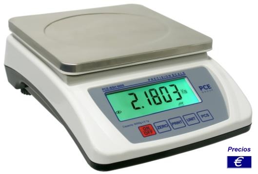 Báscula de cocina digital PCE-BSH 6000 con plato de acero noble.