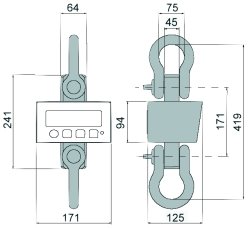 Dimensiones de la bscula de gancho verificable.