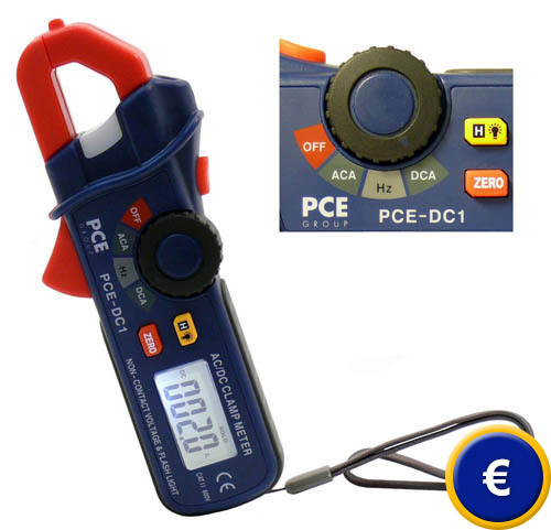Amperímetro de tenaza para corriente, tensión y frecuencia PCE-DC1