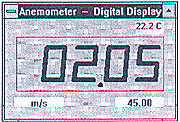 La software del anemómetro muestra los valores en digitos