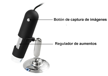 Botones del microscopio USB PCE-MM 400