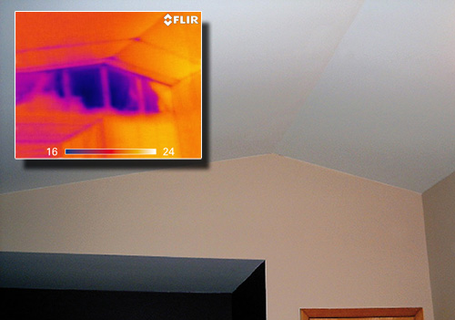 Las cámara infrarroja serie Flir B comprobando la humedad de una pared