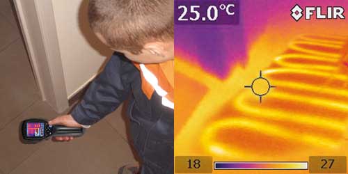 Ejemplos de uso de la cámara térmica Flir i3 / i5 / i7 comprobando un suelo radiante