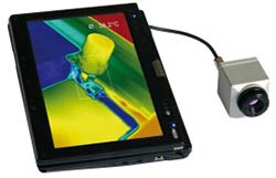 Cámara termográfica optris PCE PI400/PI450 conectada a un Tablet-PC