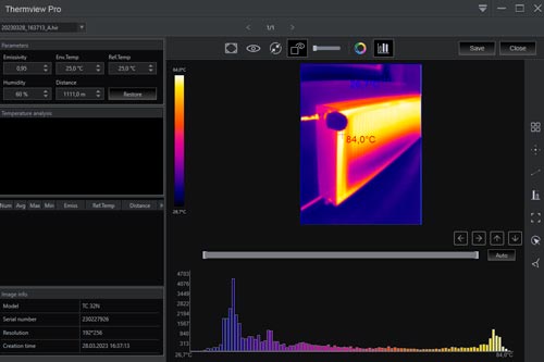 Software de la cmara termogrfica PCE-TC 32N