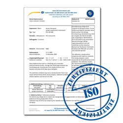 Certificado de calibracin ISO para el caudalmetro ultrasnico serie PCE-TDS 200