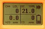Vista superior del detector de gas Tetra Mini  / Pantalla LCD