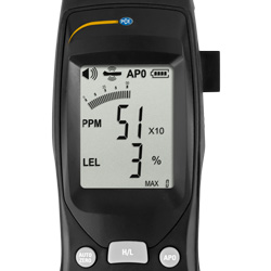 Pantalla del detector de gases combustibles PCE-GA 12