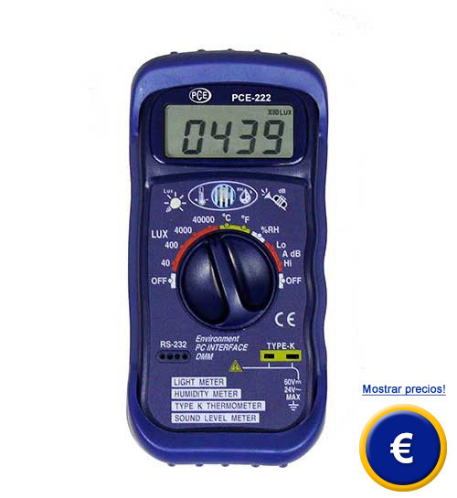 Este detector de humedad PCE-222 es para parámetros ambientales.